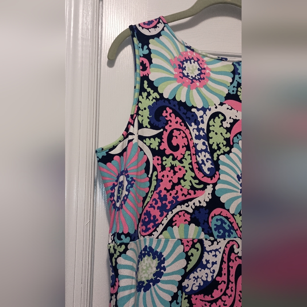 Talbots Plus pink Blue Paisley Print maxi Dress size 1X - Picture 3 of 6